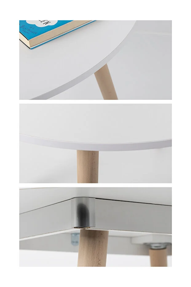 Bistro 90 Cm / Yuvarlak Mutfak Masası / Yuvarlak Yemek Masası / Beyaz